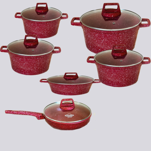 გრანიტის ქვაბები  UAKEEN RED 6 PCS